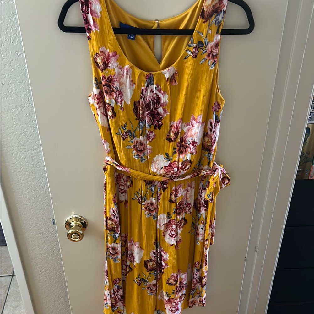 Apt. 9 Yellow Pink Scoop Neck Sleeveless Midi Sundress